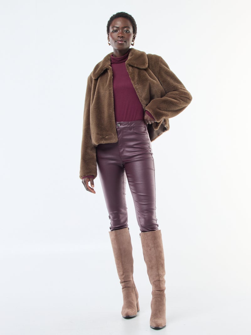 Pantalón skinny coated liso Purpura - Kiabi