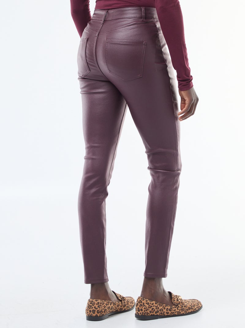 Pantalón skinny coated liso Purpura - Kiabi