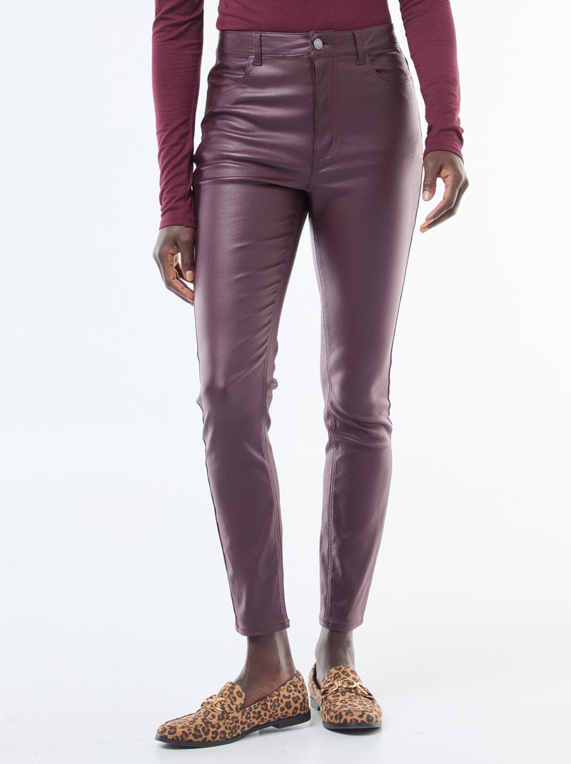 Pantalón skinny coated liso Purpura - Kiabi