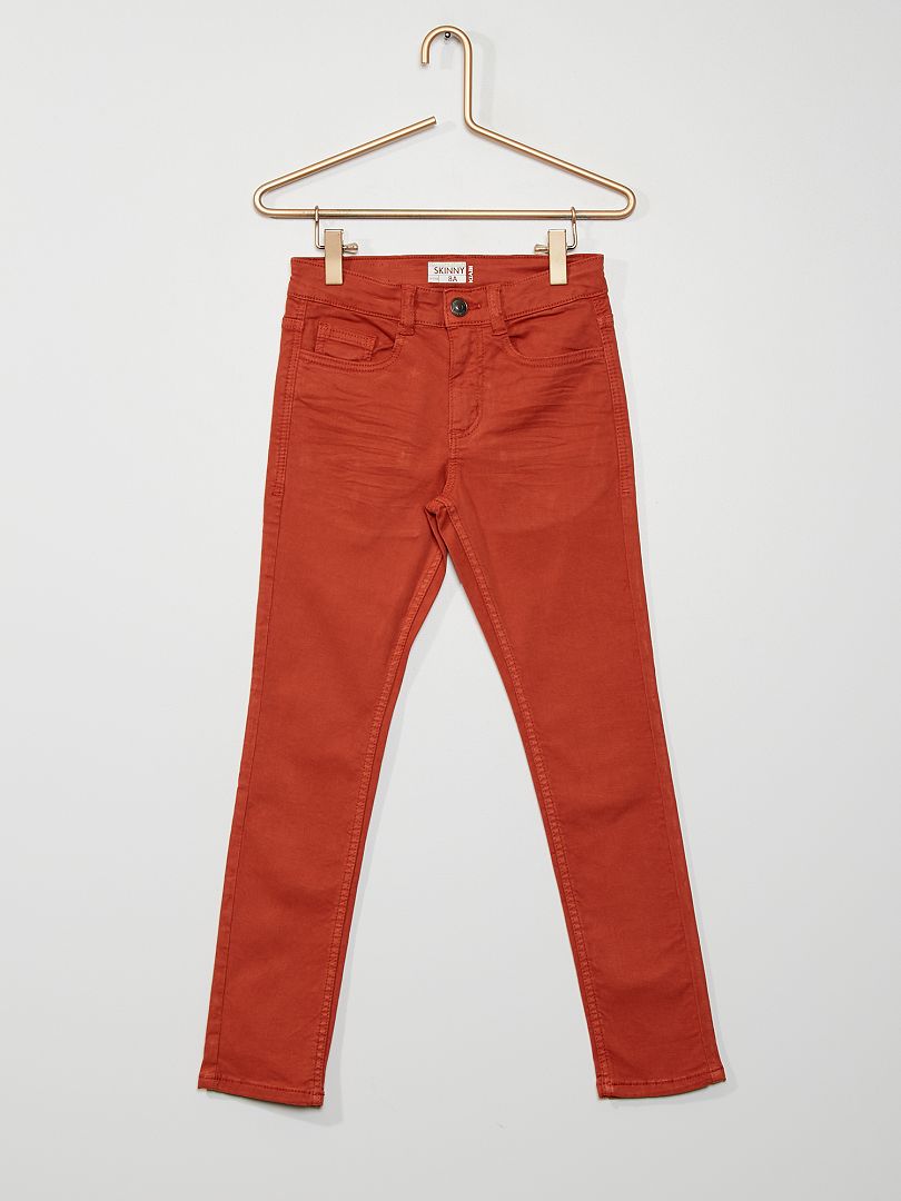 Pantalón skinny con cinco bolsillos rojo teja - Kiabi