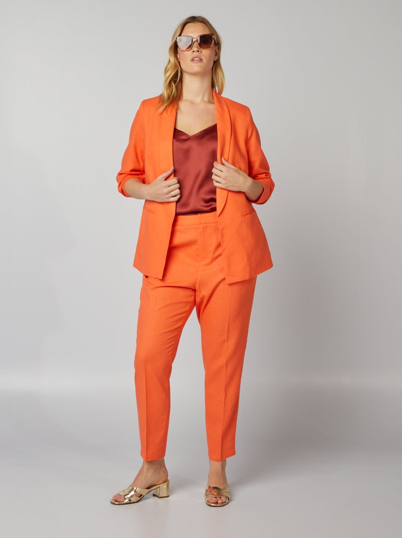 Pantalón skinny con lino NARANJA - Kiabi