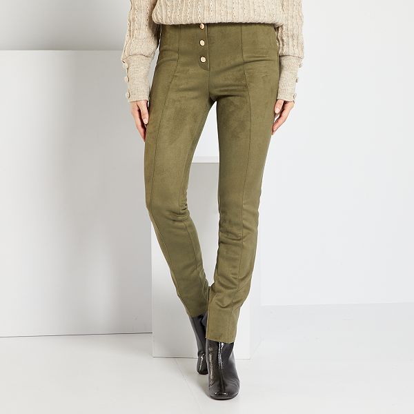 Pantalón skinny de antelina Mujer talla 34 a 48 - KAKI - Kiabi - 15,00€