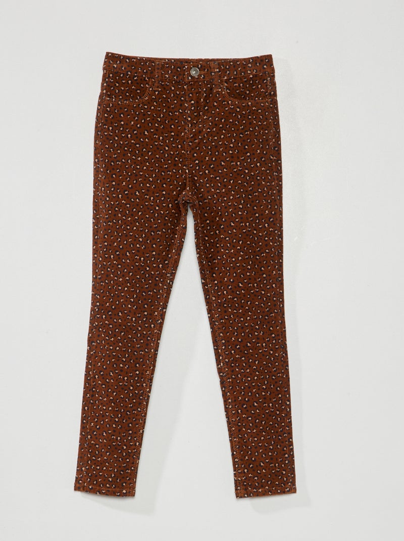 Pantalón skinny de terciopelo con 5 bolsillos MARRON - Kiabi