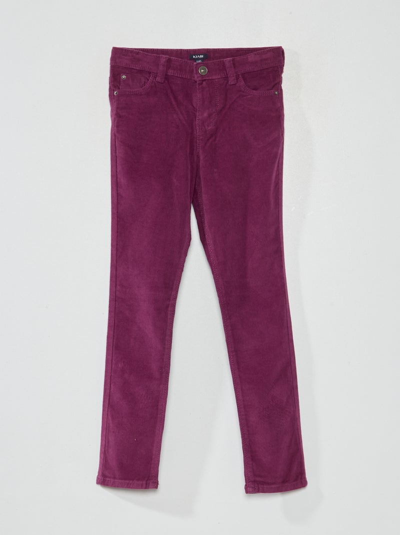 Pantalón skinny de terciopelo liso ciruela - Kiabi