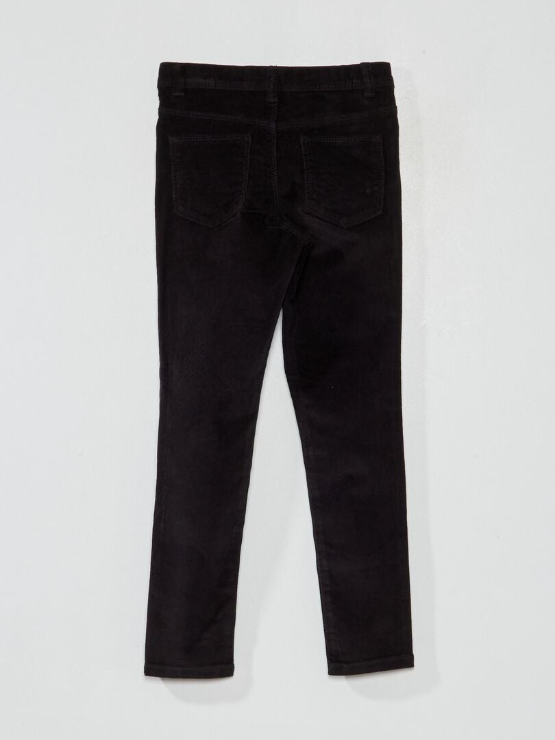 Pantalón skinny de terciopelo liso Negro - Kiabi