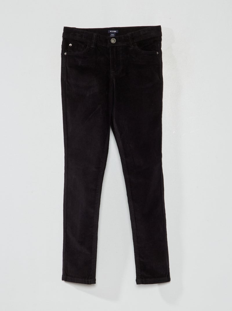 Pantalón skinny de terciopelo liso Negro - Kiabi