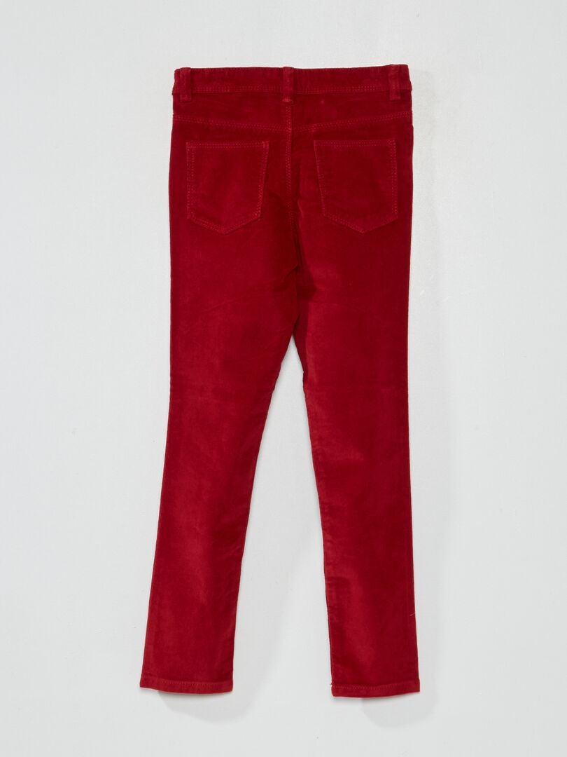 Pantalón skinny de terciopelo liso ROJO - Kiabi