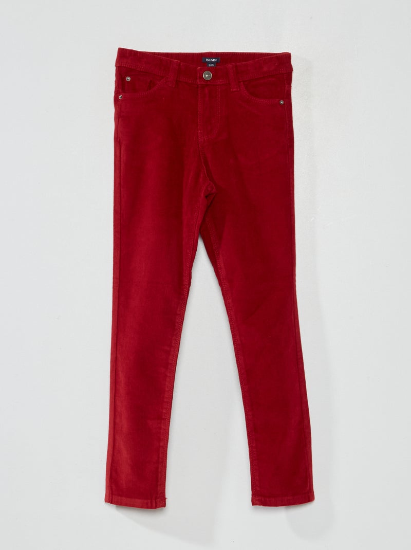 Pantalón skinny de terciopelo liso ROJO - Kiabi