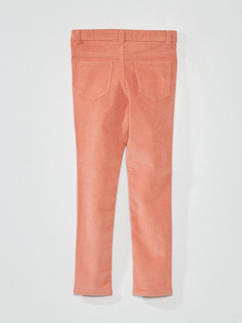 Pantalón skinny de terciopelo liso rosa - Kiabi