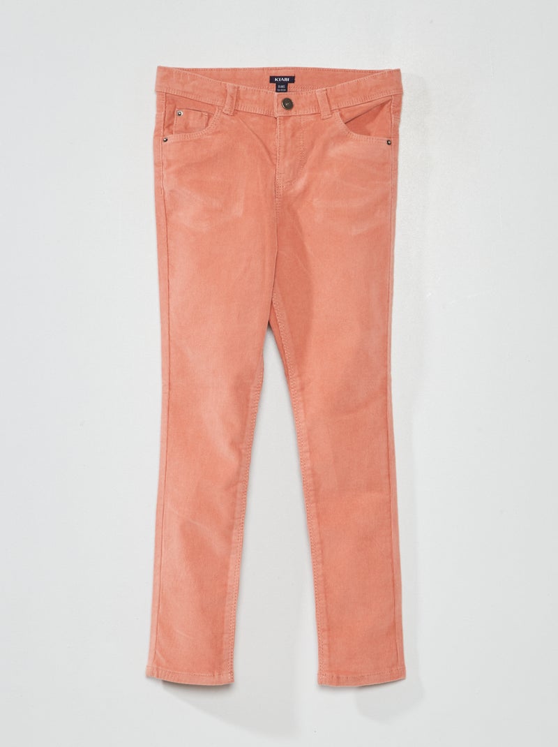 Pantalón skinny de terciopelo liso rosa - Kiabi