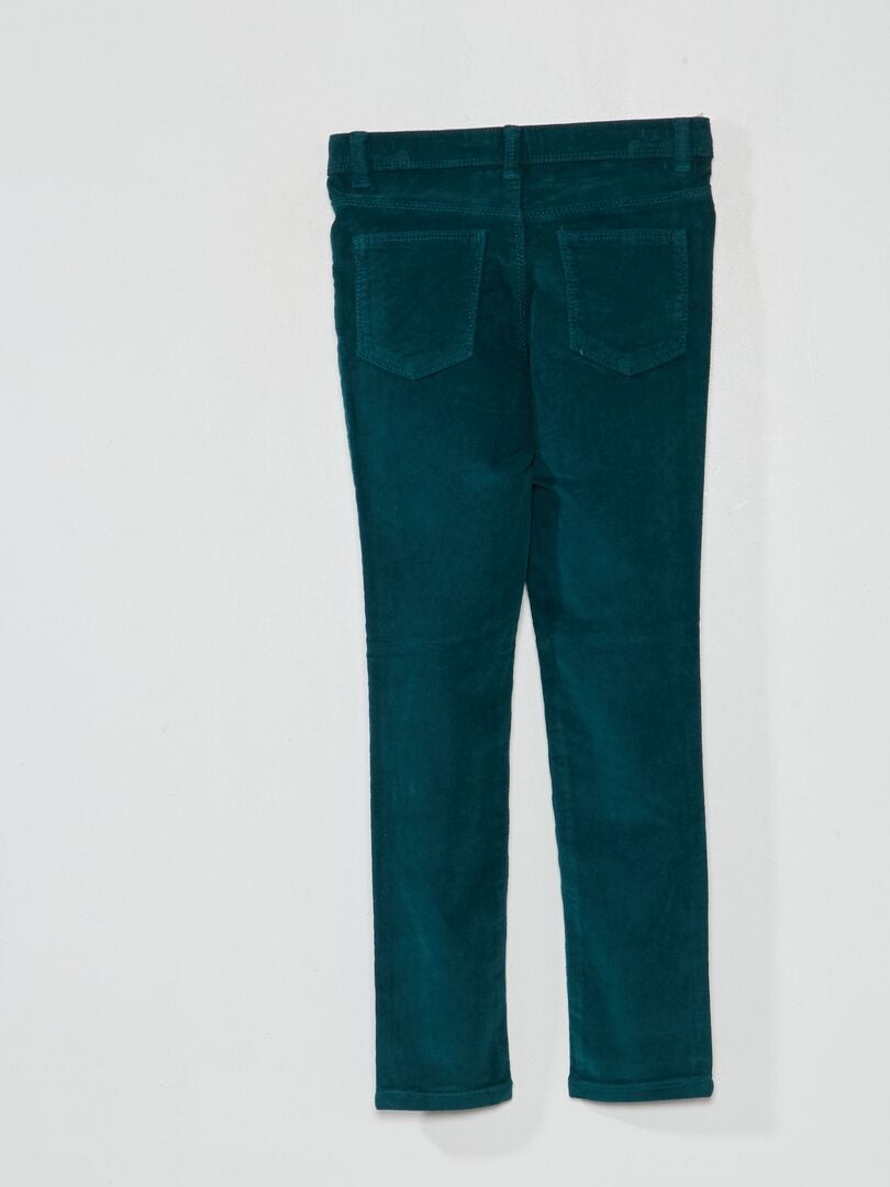 Pantalón skinny de terciopelo liso VERDE - Kiabi