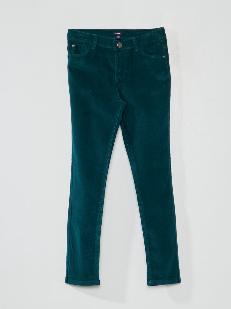 Pantalón skinny de terciopelo liso VERDE - Kiabi