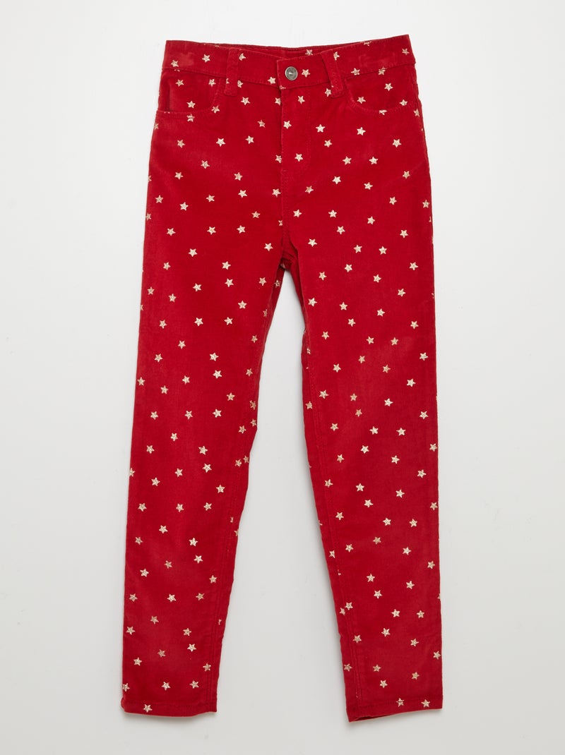 Pantalón skinny de terciopelo ROJO - Kiabi