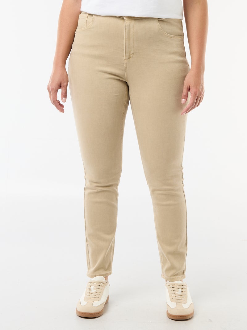 Pantalón skinny de tiro alto Beige - Kiabi