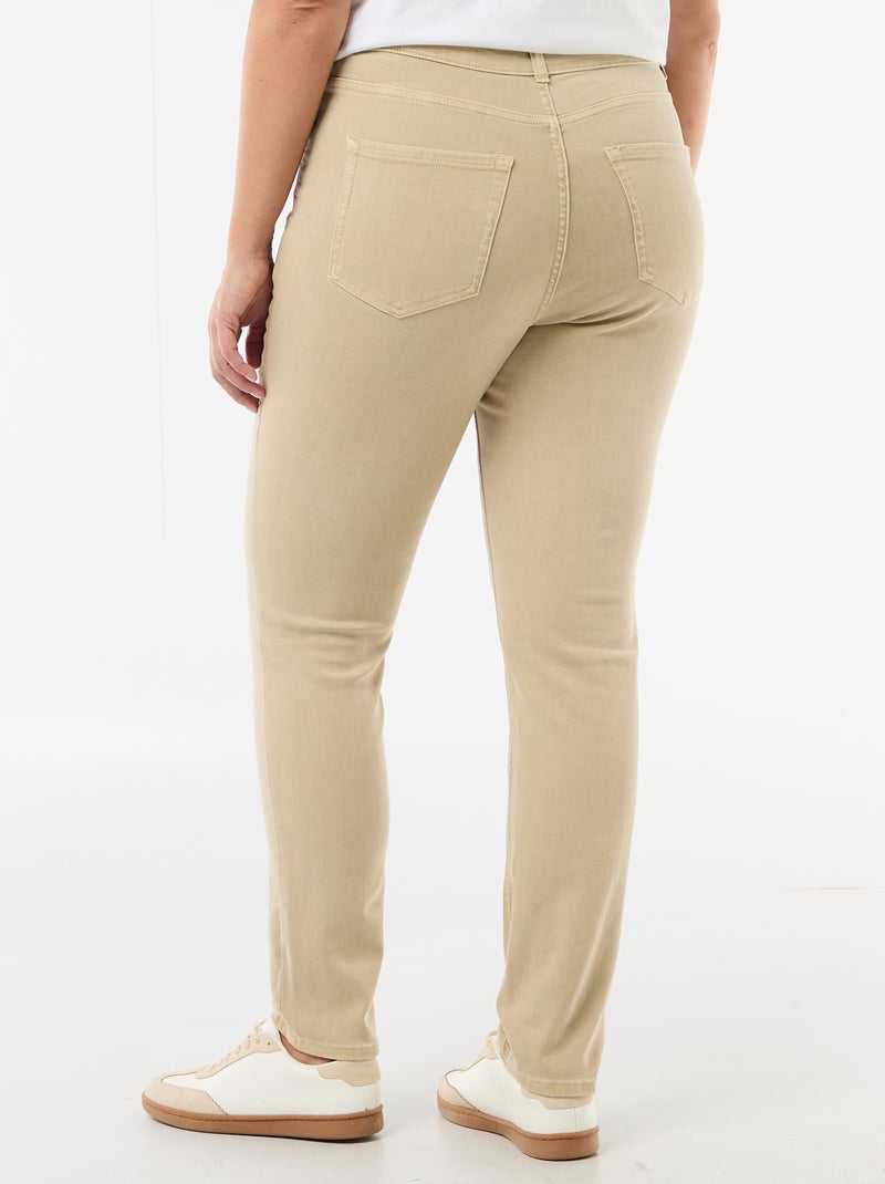 Pantalón skinny de tiro alto Beige - Kiabi