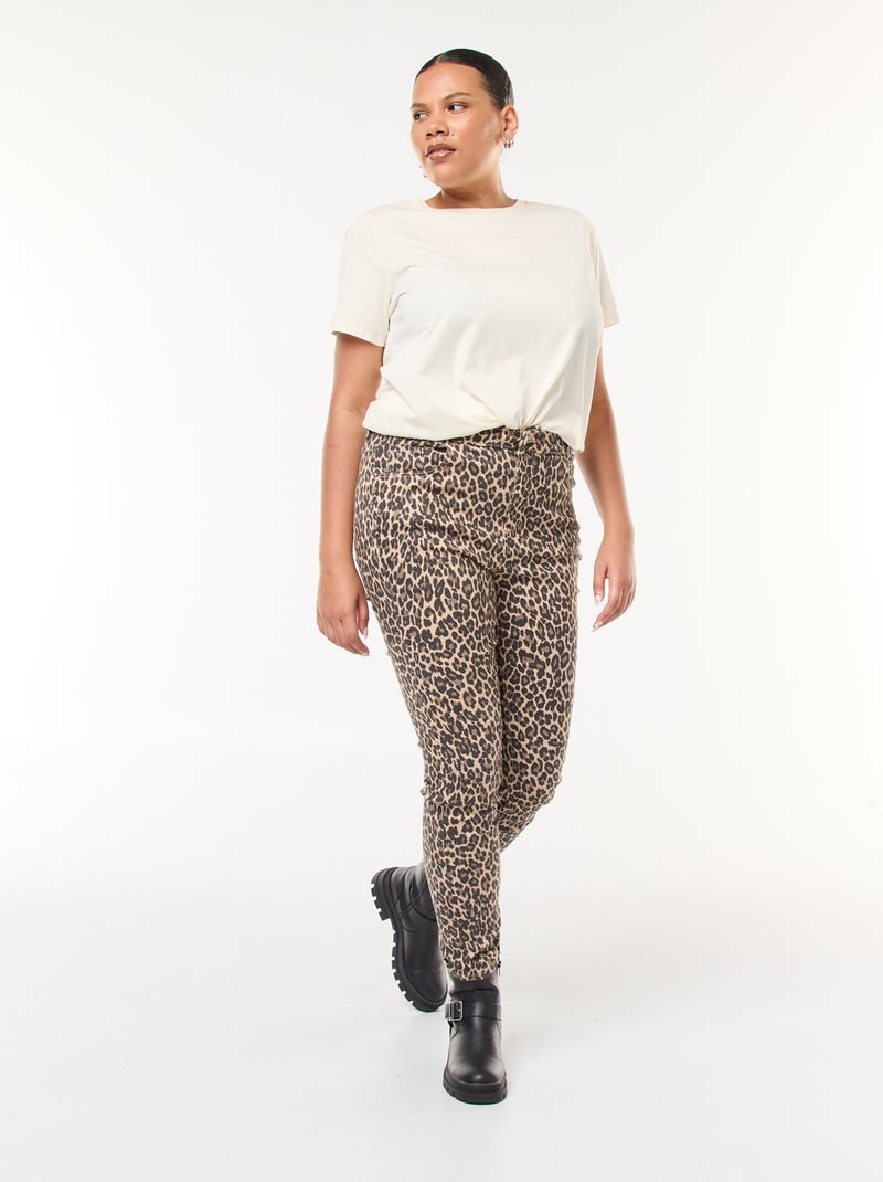Pantalón skinny de tiro alto Beige - Kiabi