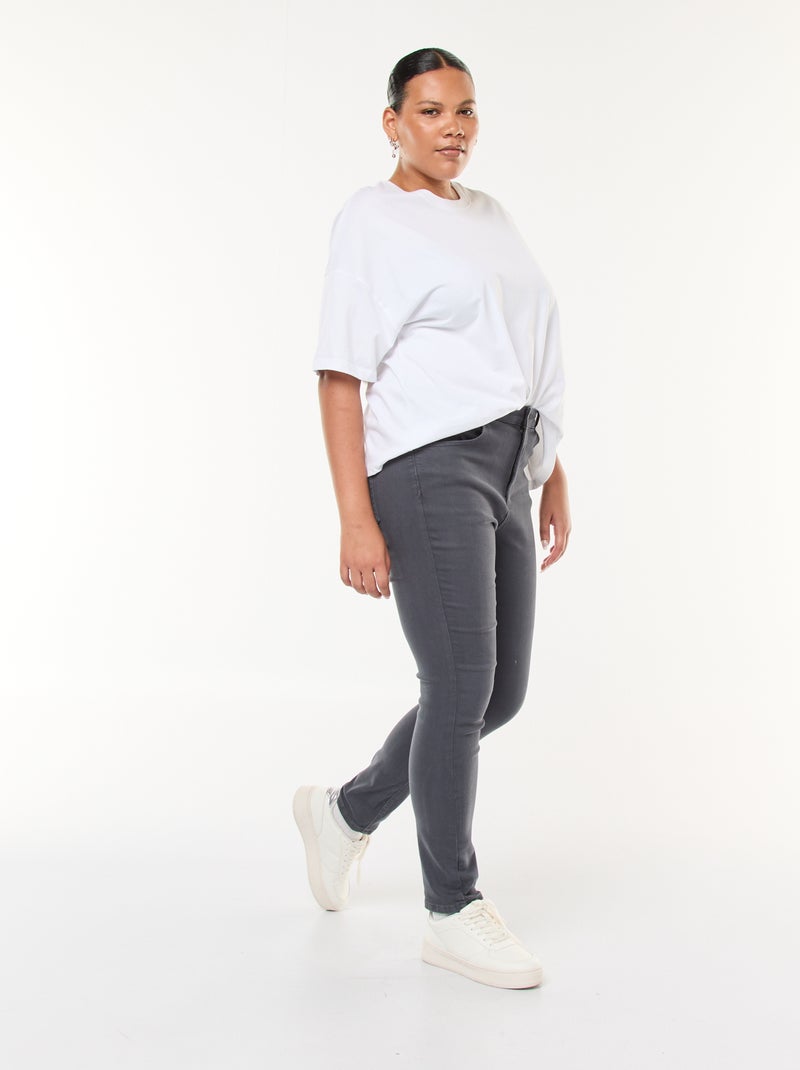 Pantalón skinny de tiro alto gris - Kiabi