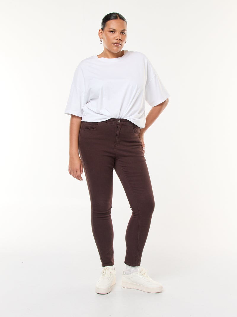 Pantalón skinny de tiro alto Marron - Kiabi