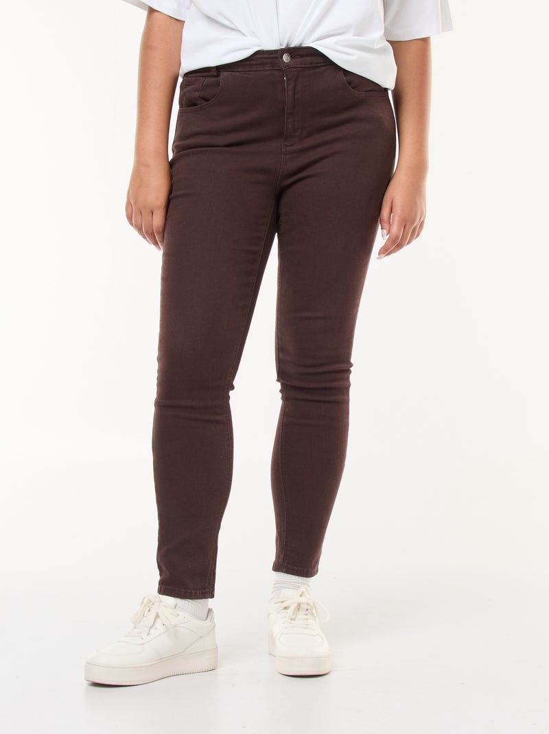 Pantalón skinny de tiro alto Marron - Kiabi