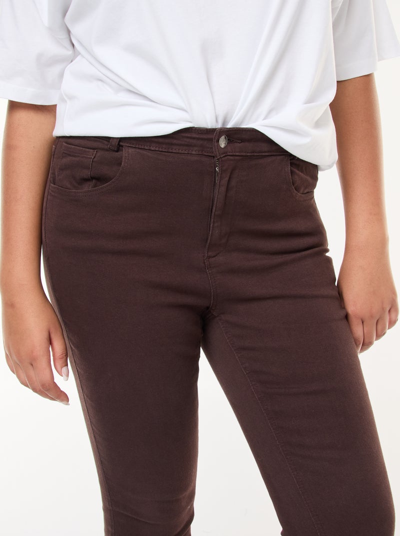 Pantalón skinny de tiro alto Marron - Kiabi