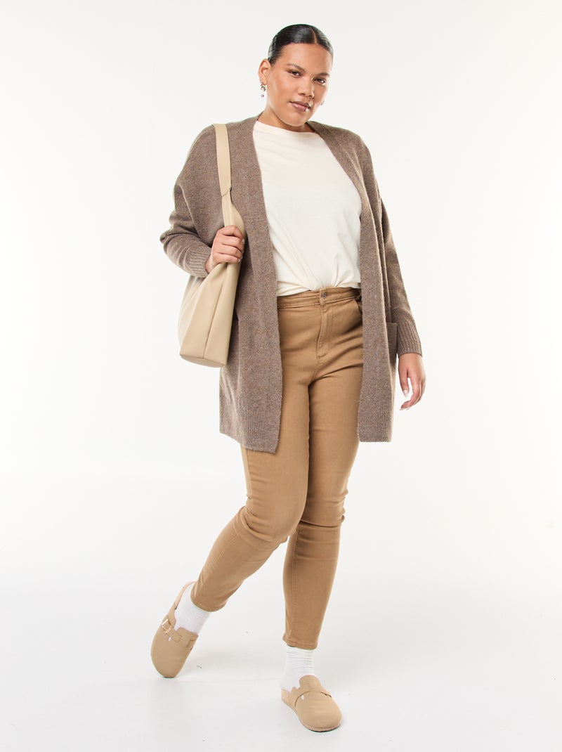 Pantalón skinny de tiro alto Marron - Kiabi