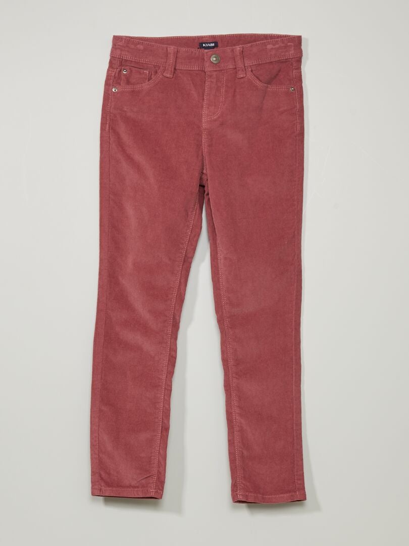 Pantalón skinny liso de terciopelo ROSA - Kiabi