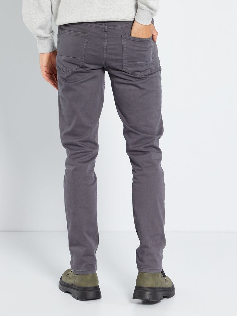 Pantalón slim 5 bolsillos - L32 gris oscuro - Kiabi