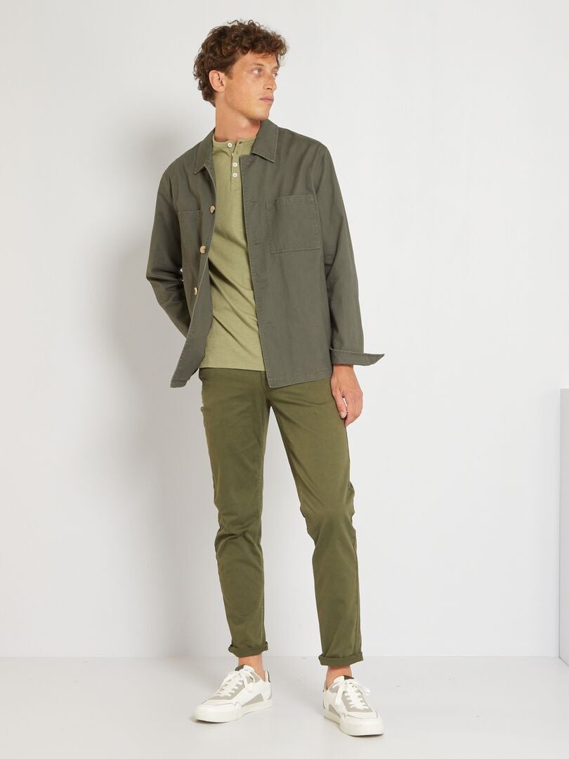 Pantalón slim 5 bolsillos - L32 KAKI - Kiabi