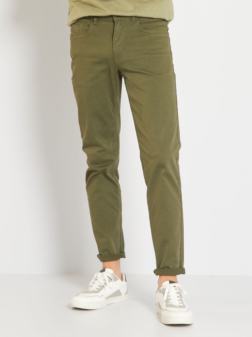 Pantalón slim 5 bolsillos - L32 KAKI - Kiabi