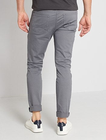 Pantalón slim 5 bolsillos de sarga - Kiabi