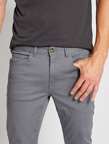 Pantalón slim 5 bolsillos de sarga - Kiabi