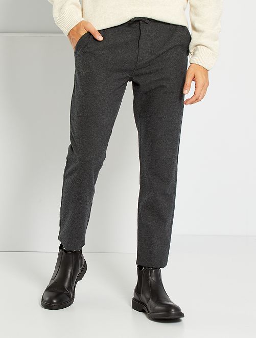 Pantalón slim chino slim efecto lana - gris - Kiabi - 20.00€