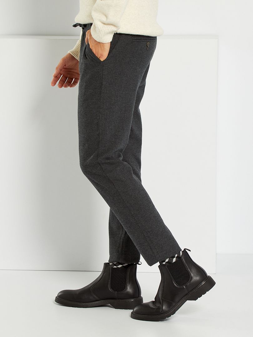 Pantalón slim chino slim efecto lana gris - Kiabi