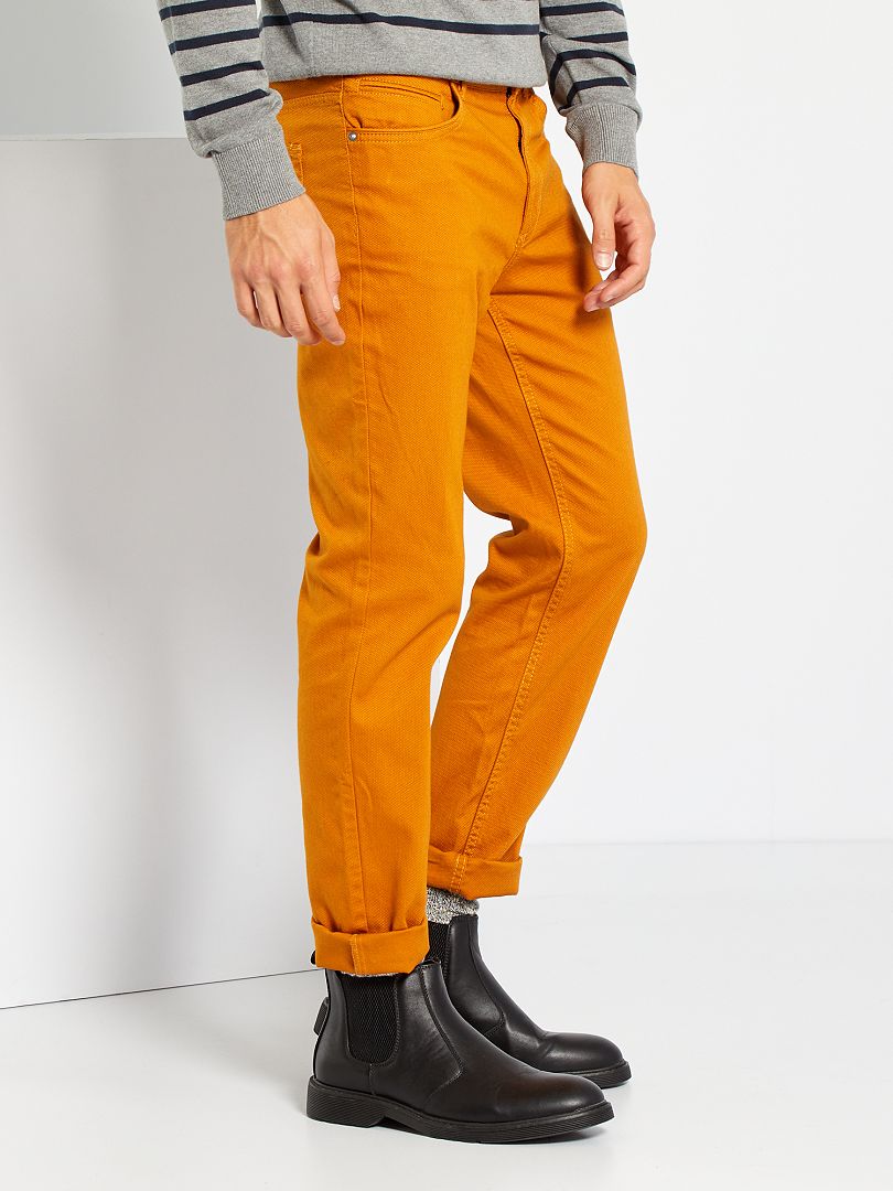 Pantalón slim con 5 bolsillos marrón - Kiabi