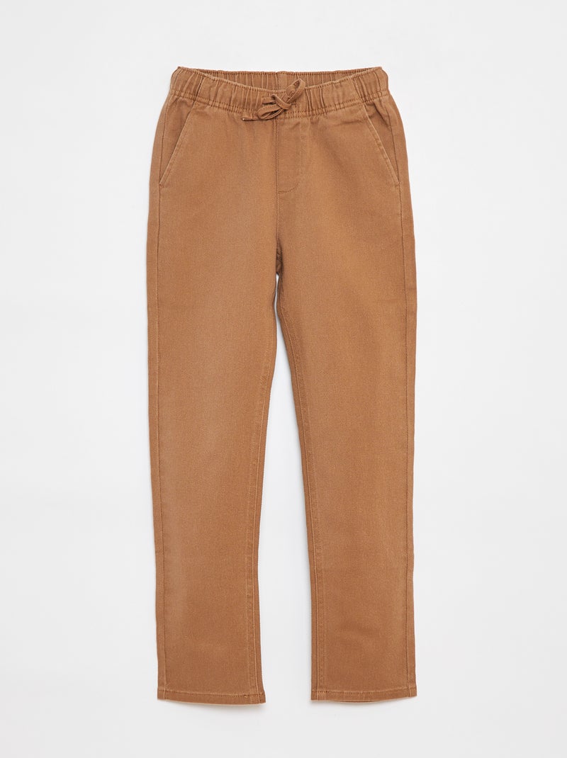 Pantalón slim con cintura ajustable Beige - Kiabi