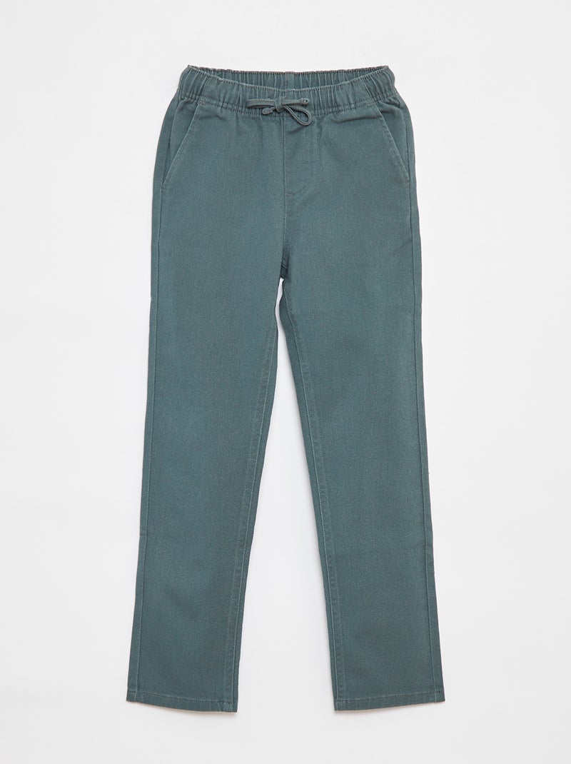 Pantalón slim con cintura ajustable Verde - Kiabi