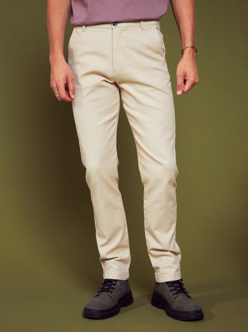 Pantalón slim de jacquard BEIGE - Kiabi