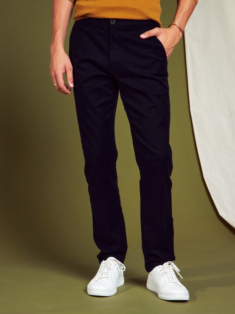 Pantalón slim de jacquard NEGRO - Kiabi