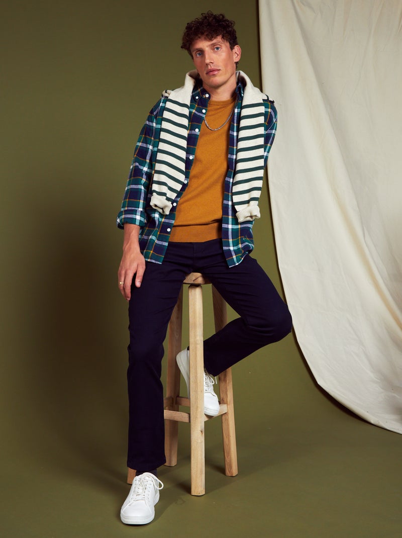 Pantalón slim de jacquard NEGRO - Kiabi