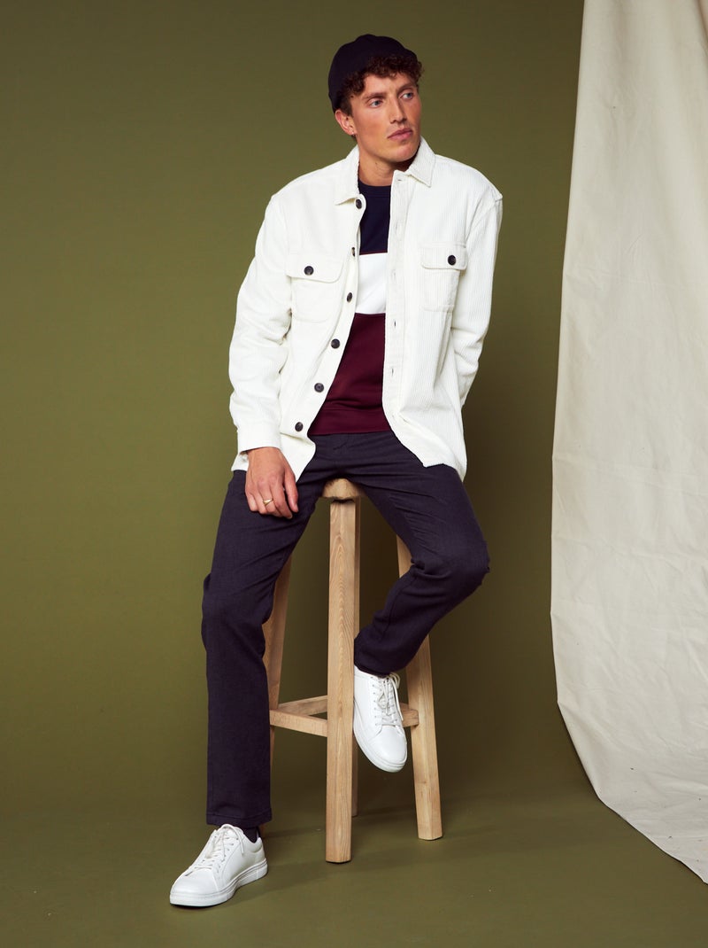 Pantalón slim de jacquard negro - Kiabi