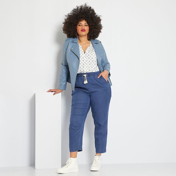 Pantalón slim de lyocell tallas grandes mujer - AZUL - Kiabi - 20,00€