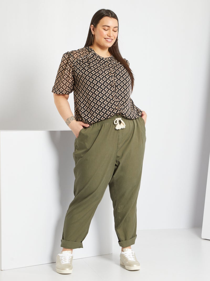 Pantalón slim de lyocell KAKI - Kiabi