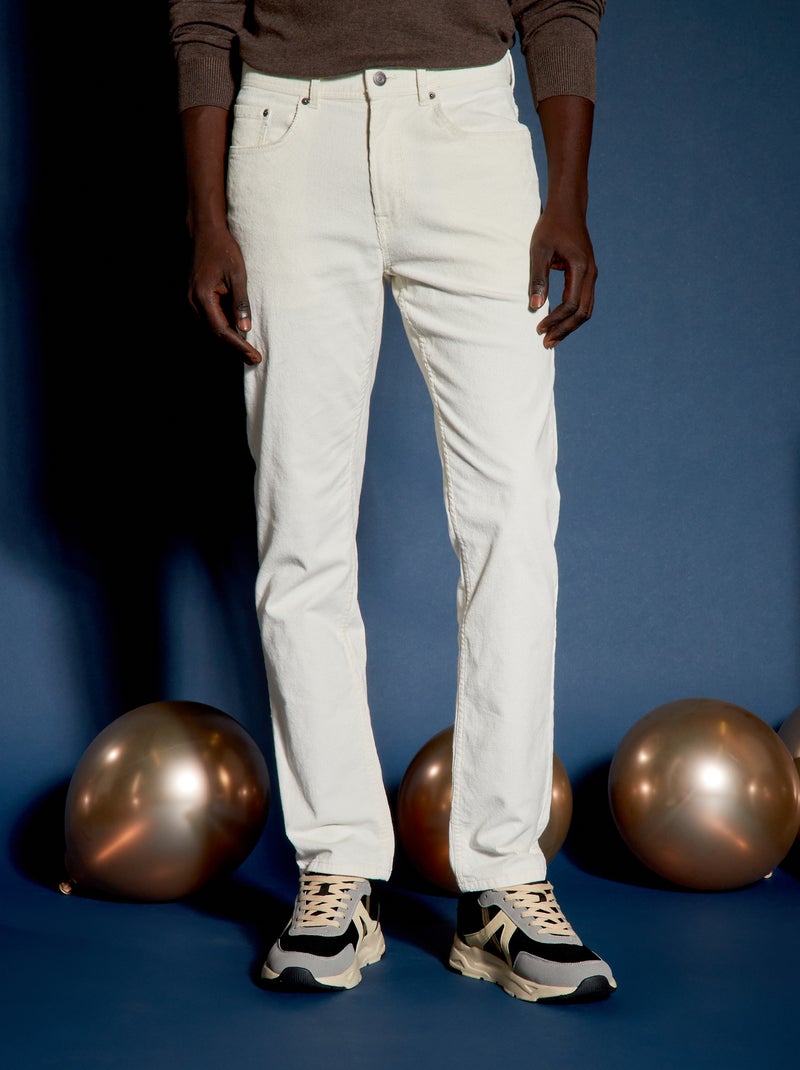 Pantalón slim de pana BLANCO - Kiabi