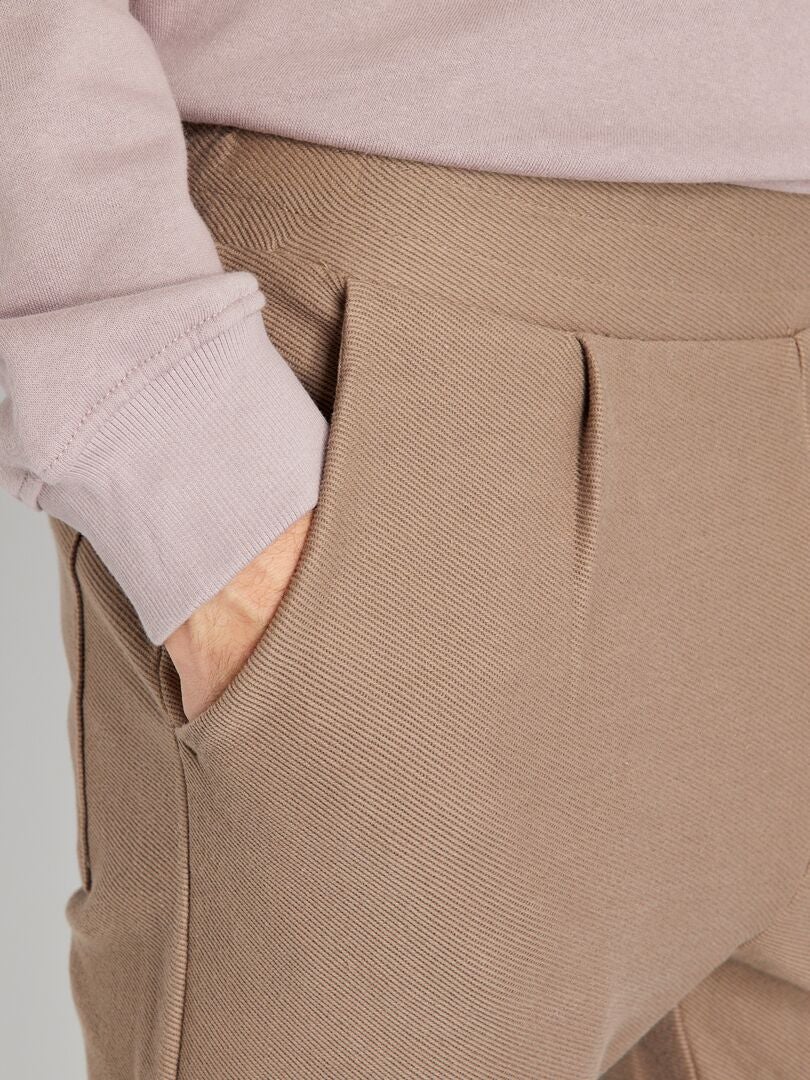 Pantalón slim de punto liso gris beige - Kiabi