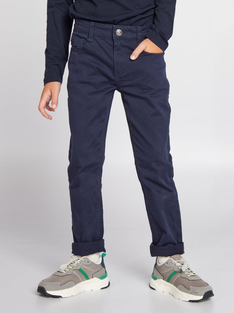 Pantalón slim de sarga azul - Kiabi