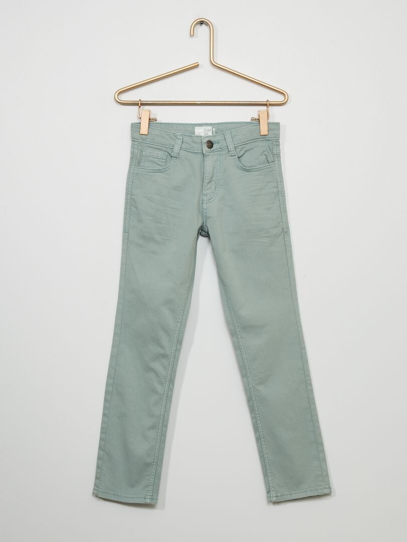 Pantalón slim de sarga azul - Kiabi