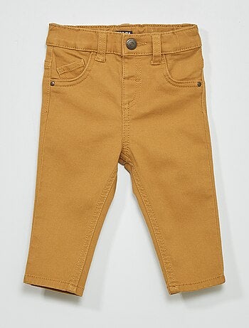 Pantalón slim de sarga con cintura ajustable - Kiabi