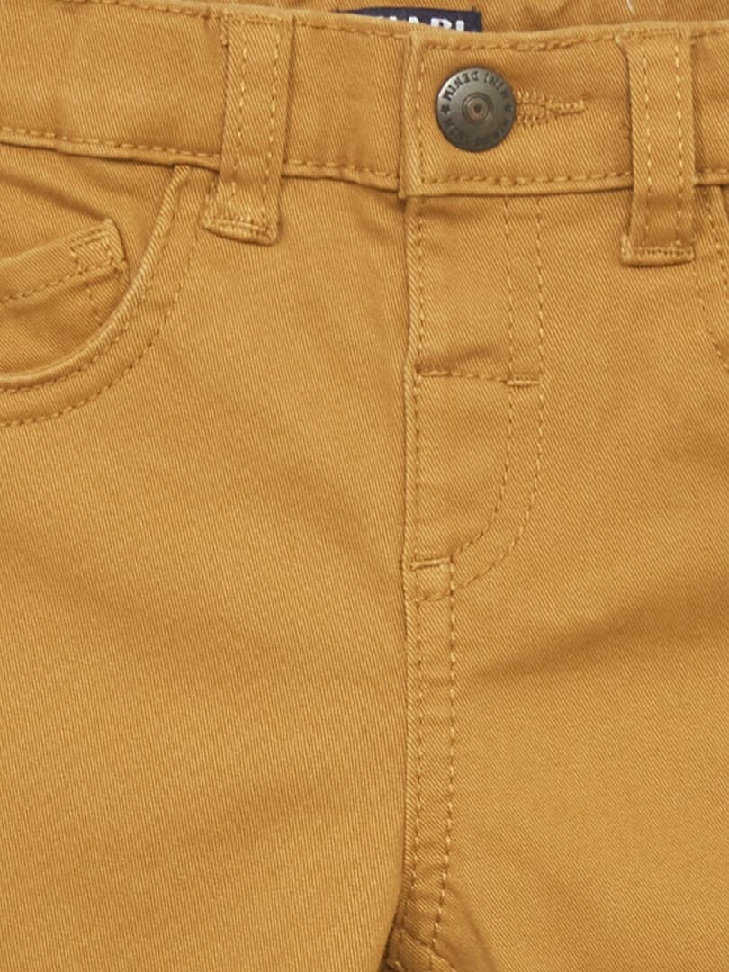 Pantalón slim de sarga con cintura ajustable BEIGE - Kiabi