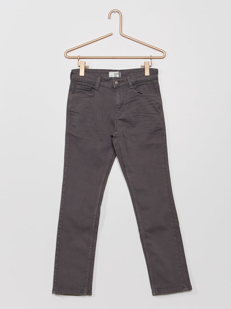 Pantalón slim de sarga GRIS - Kiabi