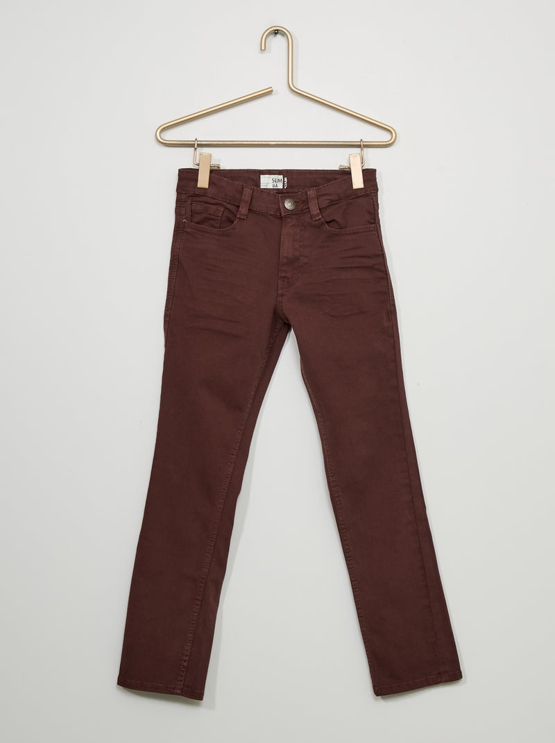 Pantalón slim de sarga ROJO - Kiabi